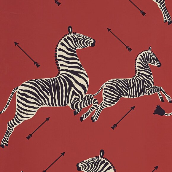 Scalamandré ZEBRAS - WALLPAPER - TRIMMED MASAI RED 5 + rolls - Picture 3 of 6